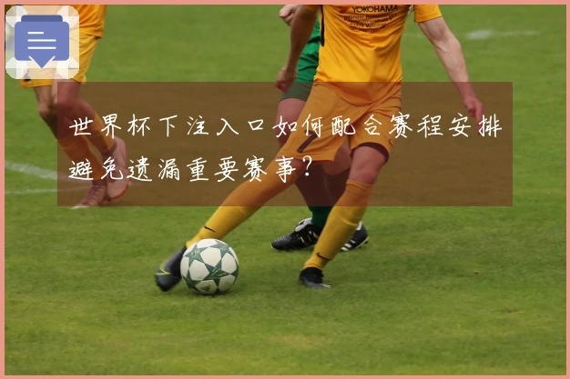 世界杯下注入口如何配合赛程安排避免遗漏重要赛事？